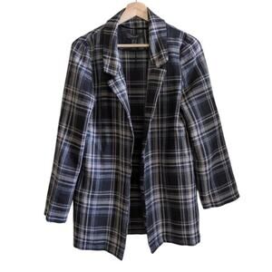 Primark Plaid Open Blazer Black Grey Beige, Women's Size 4